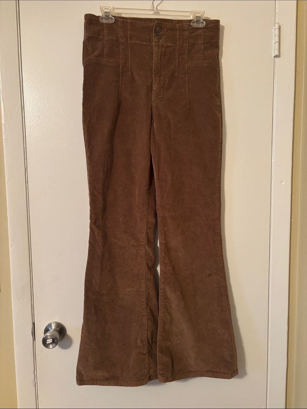 Brown High Waisted Corduroy Flare Pants